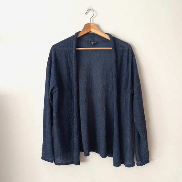 Eileen Fisher Woman Blue Alpaca Wool Open Drape Front Cardigan Sweater Size 1X - Picture 1 of 9